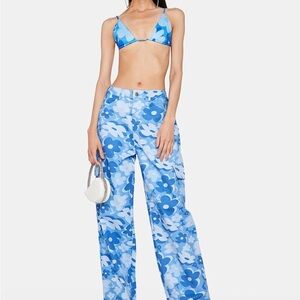 Dolls Kill Blue Vacay Floral Cargo Pants